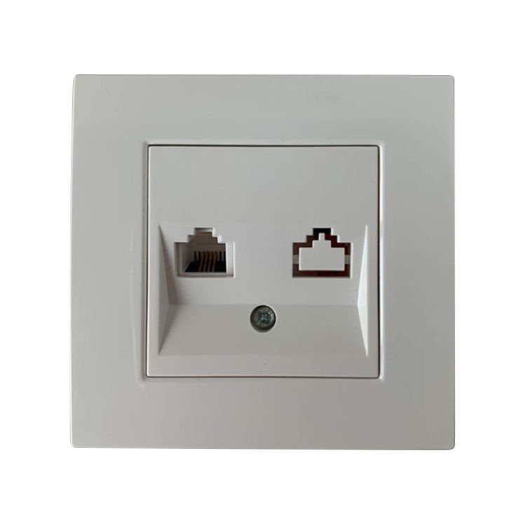 Eu Standard Pc Material Tv Telphone Socket Wholesale Data Socket Outlet Rj45 Satellite Wall Sockets F Connector