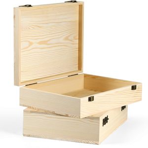 Custom Unpainted Wooden Box Plain Pine Wood Box for Crafts Storage Jewelry