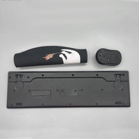 Set papan ketik nirkabel 3 dalam 1, papan ketik nirkabel 2.4G dengan tetesan air tutup kunci 4D Mouse dan alas tetikus untuk rumah kantor, F4