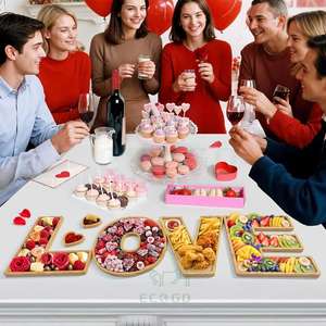 6 pièces Eco Love Planches à découper en bambou avec lettres, pour charcuterie et service de fromages, ustensiles de cuisine, décorations pour mariages et fêtes de famille - Product Image 5