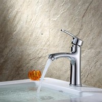 Robinet mélangeur de lavabo de salle de bain moderne en alliage de zinc, à poignée unique, chromé, à montage sur plan