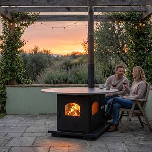 Estufa de Leña y <span class=keywords><strong>Pellets</strong></span> Redonda Fangran 180Y de 16kW, Chimenea de Calefacción de Doble Combustible para Restaurantes y Reuniones Familiares - Product Image 2