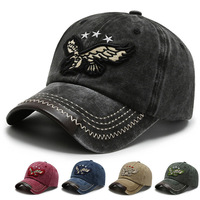 Casquettes de baseball ajustées à 6 panneaux, respirantes, imperméables, perforées, broderie 3D, broderie à la main, vintage, effet vieilli, broderie à la machine