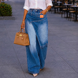 Jean Asymétrique Superposé Tendance 2026 pour Femme – Coupe Décontractée Style Boyfriend <span class=keywords><strong>Streetwear</strong></span> - Product Image 6