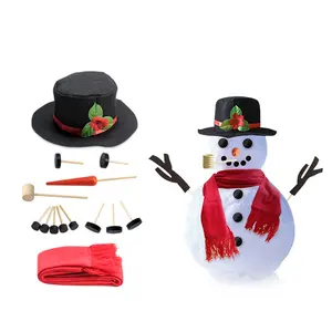 Großhandel kleid verkauf rohr-Schneemann Kostüm Kit Bekleidung Zubehör Weihnachten Holz Simulation Weihnachten Schneemann Dress Up Set Zubehör