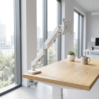 Nuevo Soporte de Escritorio VESA de Acero Aleado Blanco con Resorte de Gas para un Solo Monitor, Movimiento Completo, Altura Ajustable, Inclinación y Giro, para Monitores de 13-32 Pulgadas