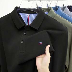 Polo de manga larga bordado informal y a la moda para hombre, top de verano cómodo, transpirable y versátil - Product Image 2