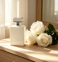 Flacon de parfum rectangulaire en verre vide de 100 ml, design luxueux personnalisé blanc avec couvercle