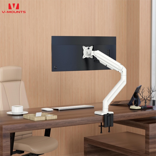 V-mounts Heavy-Duty Gas Spring Single Monitor Arm Manual Adjustment With Quick-Insert Head Construction VM-GE71U