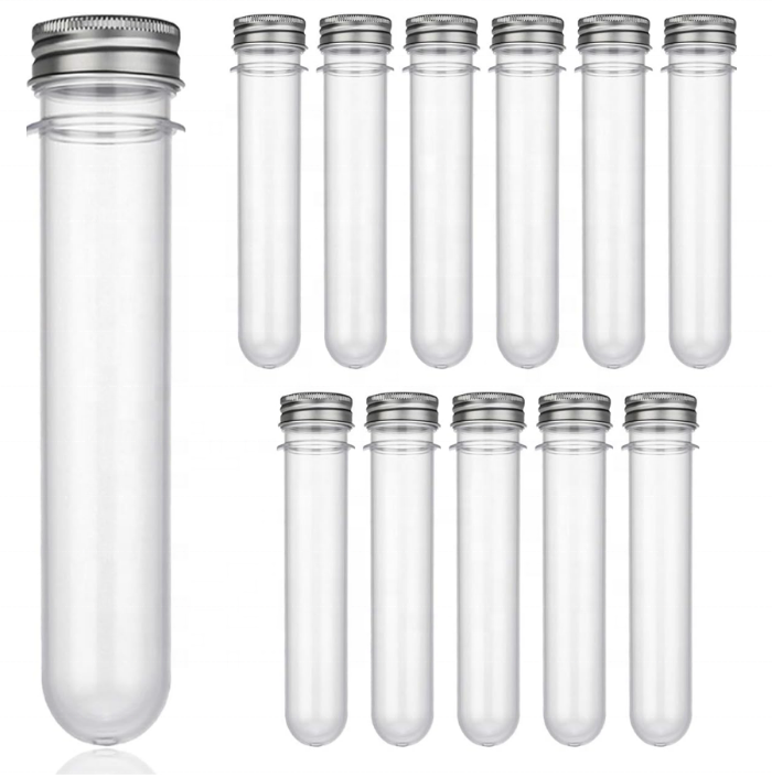 Tube à essai de préforme PET en plastique PET avec couvercle à vis en aluminium 5ml 10ml 15ml 20ml 30ml 40ml 50ml