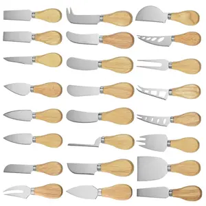 Xyj couteaux professionnels en acier inoxydable, multifonctions pour couper le fromage, Types de lame vierge, Mini couteau à fromage simple et à manche en bois