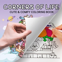 Livre de coloriage transfrontalier de 40 pages pour enfants de 4 à 6 ans : thèmes de dessins animés, gribouillis et coins de vie