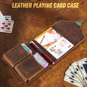 Retro Genuine Leather Cover <strong>Case</strong> Double <strong>Deck</strong> Poker Storage Box <strong>Card</strong> Holder Leather Storage <strong>Case</strong> for Gaming <strong>Cards</strong> - Product Image 2