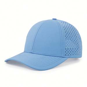 Casquette de baseball 5 panneaux perforée imperméable de haute qualité en gros, en stock, avec logo brodé personnalisé et gravure laser - Product Image 2
