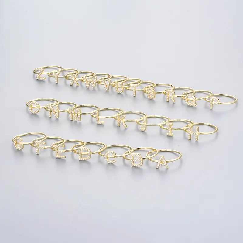 Einfache vielseitige Stapel kombination Ring Armband 925 Sterling Silber 26 englische Buchstaben Zirkon Ring für Frauen