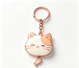Cute Cat Enamel Metal Key Chain Rose Gold <b>Keyring</b> Pendant Bag <b>Charm</b> Gift Accessory - Product Image 1