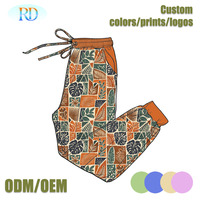 Pantalon de jogging OEM pour femme en bambou, imprimé personnalisé, avec revers contrastants et taille à cordon de serrage, pantalon décontracté pour la détente