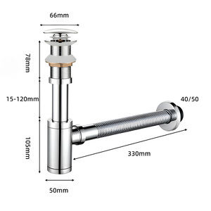 En gros, <span class=keywords><strong>Siphon</strong></span> de lavabo en laiton poli 4 pouces, Ensemble de vidage moderne anti-corrosion pour salle de bain et cuisine - Product Image 5