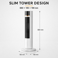 Radiateur tour oscillant blanc mince à large portée pour une distribution de chaleur sur trois niveaux, avec télécommande et minuterie