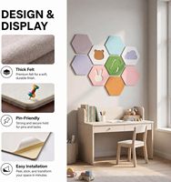 Lot de 10 tuiles murales hexagonales en feutre autocollantes pour tableau d'affichage, avec formes mignonnes et épingles, pour photos et mémos