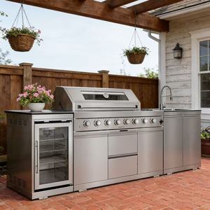 Parrilla de Gas de Tamaño Fijo de Alta Calidad con Gabinete de Cocina de Acero Inoxidable <span class=keywords><strong>para</strong></span> Exteriores, Resistente a la Intemperie <span class=keywords><strong>para</strong></span> Uso en Jardín - Product Image 3