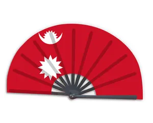 New Product Customized National Country Flag Nepal Folding Bamboo Hand Held Fan