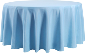 Nappe ronde moderne en tissu polyester 100% bleu clair, lavable, pour la maison, les mariages, les fêtes, les dîners et les banquets. - Product Image 3