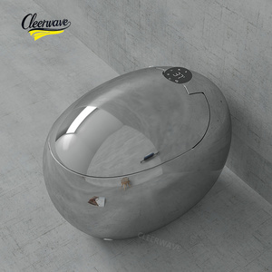 Toilette intelligente de luxe argentée brillante de qualité supérieure, forme œuf, pour hôtel, avec télécommande, siège chauffant, et options de drainage P-Trap et S-Trap - Product Image 2