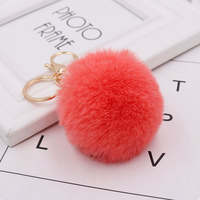 Porte-clés Pompon en Fausse Fourrure de Lapin Rex, Peluche Tendance pour Femme, Breloque de Sac, Ornement, Accessoires de Bijouterie – Vente en Gros