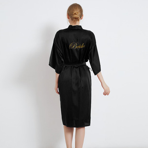 Abito in stile Kimono <span class=keywords><strong>da</strong></span> donna di lusso all'ingrosso con maniche Logo personalizzato nero termico abito <span class=keywords><strong>da</strong></span> sposa con cintura per occasioni notturne - Product Image 1