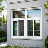 Fenêtre coulissante PVC moderne à ouverture horizontale, étanche, insonorisée, à économie d'énergie, pour salle de bain, avec drainage interne et isolation thermique extérieure