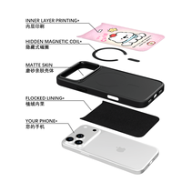 Coque de téléphone AG Feeling Black Edge avec motif ours mignon doré pour iPhone 17, 17 Pro Max, 16 Pro, 15, 15 Pro Max – Coque magnétique