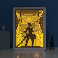 Jeux Nier Automata boîte à lumière découpée en papier, décoration de la maison lampe LED veilleuse cadeau personnalisé ASB cadre photo en plastique