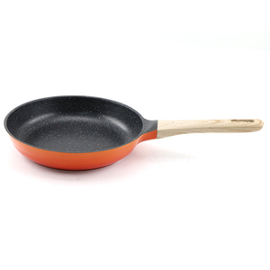 オンブルカラーコーティングダイカストアルミフライパン目玉焼き鍋木製ソフトタッチハンドル付き - Product Image 3