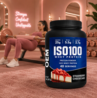 Poudre de protéines de lactosérum saveur cheesecake à la fraise, OEM, marque privée, logo personnalisé, vente en gros