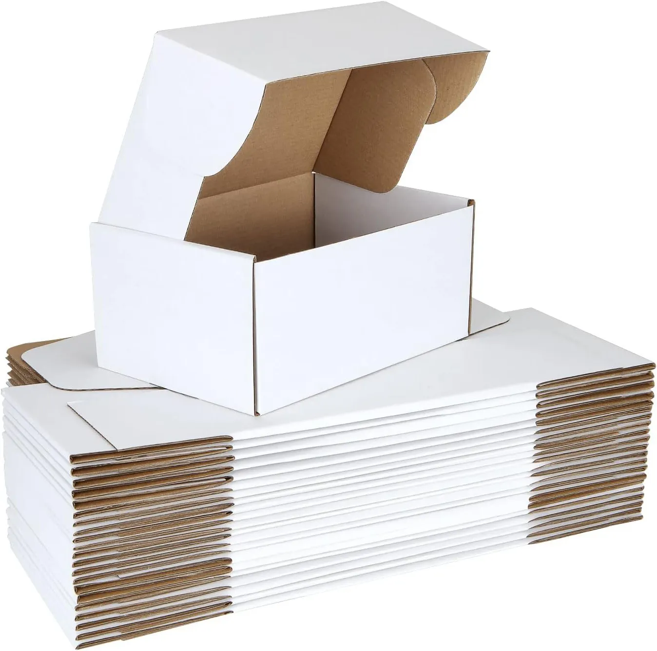 Kotak surat bergelombang kustom kertas Kraft merah muda untuk kotak pengiriman pakaian kotak surat khusus dengan kemasan logo