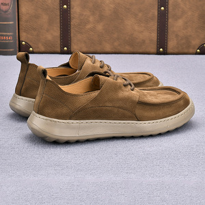 Chaussures Chunky Homme Printemps Rétro à Lacets en Faux Daim, Bout Rond, Semelle Extérieure en Caoutchouc, Semelle Intermédiaire en EVA, Rehaussantes - Product Image 1