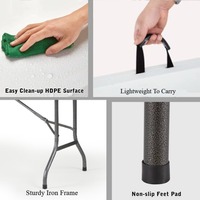 Table rectangulaire en plastique HDPE 183*76*74cm/6ft pliée en deux avec serrure pour une utilisation intérieure et extérieure