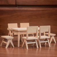 Accessoires pour maison de poupée, mini meubles en bois, table, banc, tabouret, modèle de table et chaise européens faits à la main, petite chaise décorative