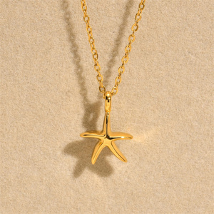 Colgante de Estrella de Mar Grueso de Acero Inoxidable Pulido con Baño de Oro de 18K, Estilo de Moda Casual para Uso Diario en la Playa, Regalo Ideal - Product Image 4