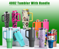 Tumbler en acier inoxydable à double paroi de 40 oz, sans BPA, écologique, gravure au laser personnalisée, poignée flexible, camping, expédié des États-Unis