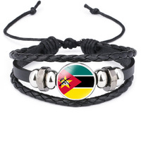Bracelet tressé en fil ciré avec drapeau national de la Mauritanie, ajustable avec cordon, souvenir de la culture saharaïenne