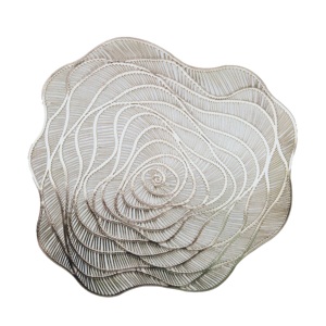 New Arrival Classic Round Hollow PVC Non-slip Heat-resistant Eco-Friendly Gold and <strong>Silver</strong> Household Place Mat <strong>Coasters</strong> 30x45cm - Product Image 6