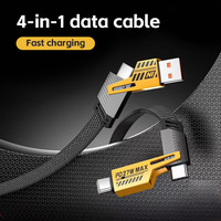 Kabel Data USB Type-C ke Type-C Universal 4-in-1 Super Fast Charging PD 27W 6A dengan Selubung Nilon untuk Ponsel