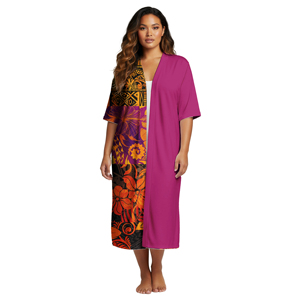 Vêtements pour femmes personnalisés de style hawaïen, <span class=keywords><strong>cardigan</strong></span> de fête samoan, cape pour femmes, veste de qualité supérieure, <span class=keywords><strong>cardigan</strong></span> polynésien, <span class=keywords><strong>kimono</strong></span> pour femmes - Product Image 4