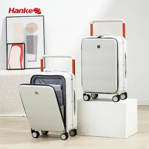 Hanke Hotsale Trolley Aluminum Front Opening Luggage Cabin Carry-on Travel Bag Rolling Suitcases Vintage Luggage