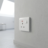 Enchufe de Pared Industrial CN de Montaje Superficial, Serie Yuanjing, Panel de PC, Estándar del Reino Unido, 13A, Multifunción, para Hogar, Hotel y Proyectos