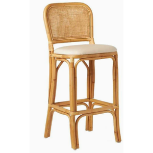 Tabouret de bar haut Tatum Counter, revêtement en rotin naturel plat tressé, durable, pour bar à domicile et salle à manger - Product Image 1