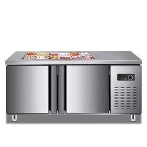 Mesa de Salada de Aço Inoxidável de Alta Qualidade com Rack para Acompanhamentos e Espalhador de Pizza, Armário Refrigerado 220V para Exibição e Armazenamento a Frio - Product Image 6
