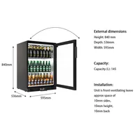 Réfrigérateur à boissons 124L à poser au sol, à température unique, avec refroidissement par air, porte vitrée, thermostat intelligent et contrôle par application, réglable